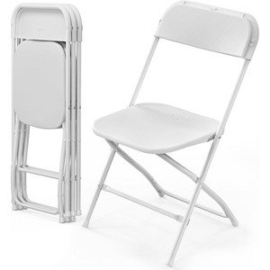 VINGLI 4 Pack White Plastic Folding Chair, Indoor Outdoor Portable Stackable Commercial Seat with Steel Frame for Events Office Wedding Party - 1 of 4