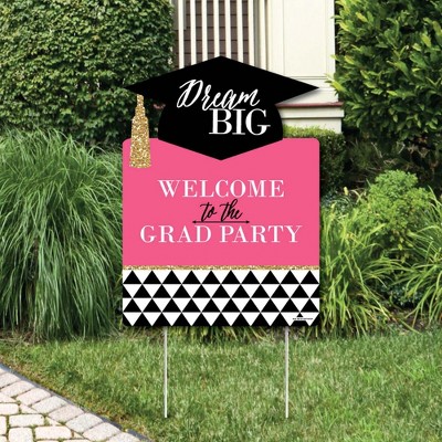 Big Dot of Happiness Dream Big - Graduation Decorations - Graduation Party Welcome Yard Sign