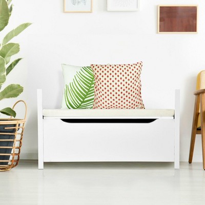 White MDF Shoe Storage Bench with Cushion Seat