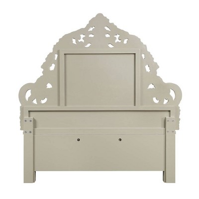 Sorina King Bed with Antique Gold Finish and Tufted Upholstered Headboard