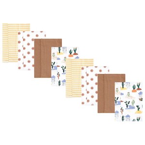 Hudson Baby Boys and Girls Cotton Poly Flannel Burp Cloths 8-Pack, One Size - 1 of 4