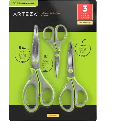 Arteza All Purpose School, Home, Office Scissor, 5", 7", 8 1/4" - 3 Pack (ARTZ-4253)
