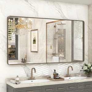 KIOTEE Rectangular Aluminum Alloy Framed and Tempered Glass Wall Bathroom Vanity Mirror in Matte Black - 1 of 4
