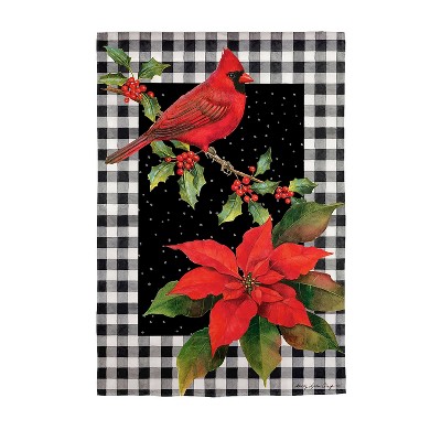 Evergreen Cardinal & Holly House Suede Flag