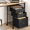 Whizmax Drawer File Cabinet on Wheels, Mobile Storage for Home Office, Fits Letter/A4, Vertical Fabric Cabinet, Under Desk Organizer, Rustic Black - 3 of 4