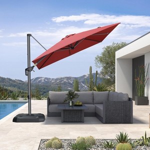 PURPLE LEAF 8 Feet Patio Umbrella Outdoor Cantilever Square Umbrella Aluminum Offset Umbrella with 360-degree Rotation for Garden Deck Pool Patio - 1 of 4