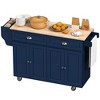 HOMCOM Rolling Kitchen Island Drop Leaf, Kitchen Cart on Wheels, Solid Wood Top Breakfast with Storage Drawers, Cabinets and Spice Rack - 4 of 4