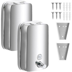 2 Pack 1000ml Hand Soap Dispenser Wall Mounted, Stainless Steel Refillable Liquid Dispenser for Commercial Use - 1 of 4