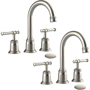 Whizmax Classical 8 inch Bathroom Faucet with Pop Up Drain and Lead-Free Hose, Bathroom Faucets for Sink 3 Holes, 2-pc - 1 of 4