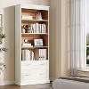 Hommoo 72.8" Tall White FreeStanding Bookshelf with 2 Drawers - 2 of 4