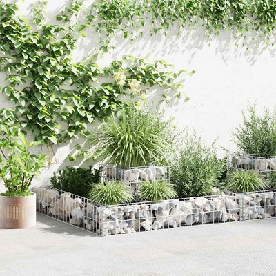 vidaXL Gabion Planter Galvanized Steel 47.2"x47.2"x7.8"