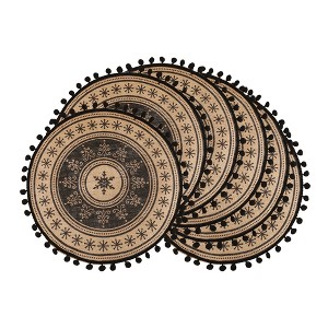 REGALWOVEN Round Farmhouse Placemats Set of 6 Placemats for Dining Table Decor Indoor Outdoor Washable Kitchen Table Mat Wipe Clean - 1 of 4