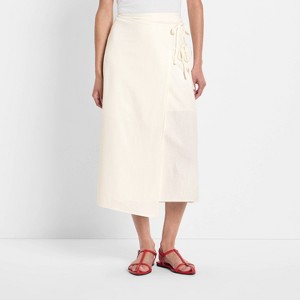 Women's Mid-Rise Linen Midi Wrap Skirt - Future Collective - 1 of 3