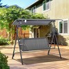 CAVINAS 3-Seat Patio Porch Swing,Hammock Swing Bench with Adjustable Canopy&Armrest,Outdoor Swing for Garden&Backyard,440LBS Capacity,Gray - 4 of 4