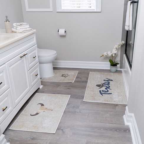 Bathroom Rugs 3 Piece Set - Non-slip Ultra Thin Bath Rugs For Bathroom  Floor[texas] : Target