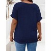 Plus Size Short Sleeve Summer Zipper V Neck Tops For Women Casual Tunic Shirts - 3 of 4
