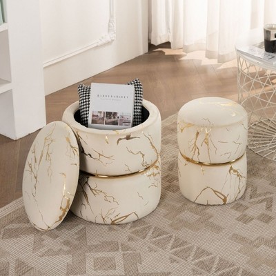 Comfortable Round Upholstered Storage Ottoman