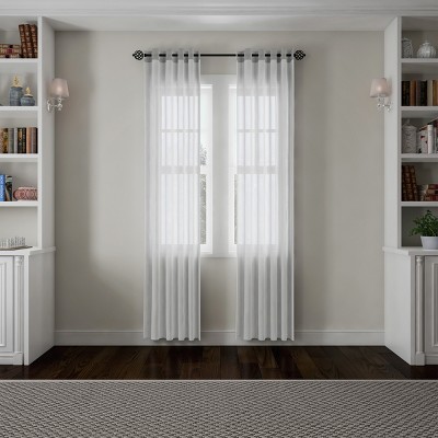 Black Adjustable Curtain Rod with Decorative Twisted Sphere Finials