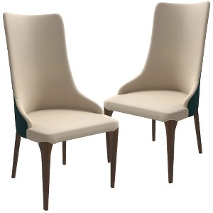 LeisureMod Elm Upholstered Dining Chair – High Back Side Chair with Ash Wood Legs and Curved Backrest for Kitchen and Dining Room Set of 2 - 1 of 4