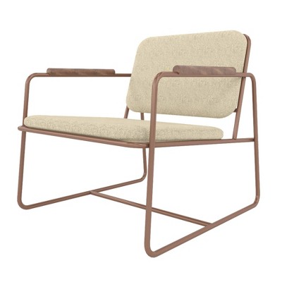 White Faux Leather Low Accent Chair with Steel Frame