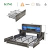 AMERLIFE Bed Frame with Drawers, LED, Bookcase Headboard, Charging, Shelves - 2 of 4