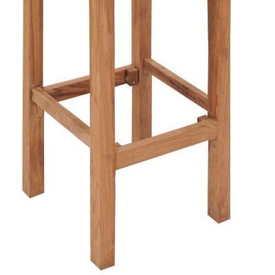 Set of 2 Teak Wood Armless Bar Stools