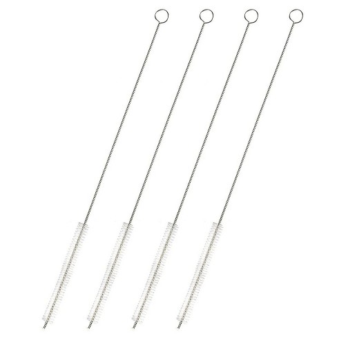 Juvale 4-pack Stainless Steel Straw Cleaner Brush, Extra Long With Bristles  For Cleaning Water Bottles, Boba Straws, Pipes, Tubes, 12 In : Target