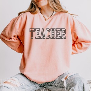 Simply Sage Market Embroidered Teacher Outline Lightweight Garment Dyed Sweatshirt - 1 of 4