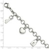 Black Bow Jewelry Stainless Steel and CZ Dangling Love Charms Adjustable Bracelet - image 4 of 4