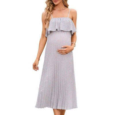 Maternity Dress Womens Spaghetti Strap Floral Maxi Dress