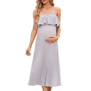 Maternity Dress Womens Spaghetti Strap Floral Maxi Dress - 1 of 1