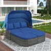 VisioGear Patio Daybed with Retractable Canopy, Patio Conversation Set for Lawn Garden Pool Porch, Blue, 74.8"*57.5"*61.4" - 3 of 4