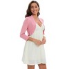 Women's short-sleeved fitted cardigan - three-quarter sleeves, buttoned front, cardigan, suitable for casual layering use - 3 of 4