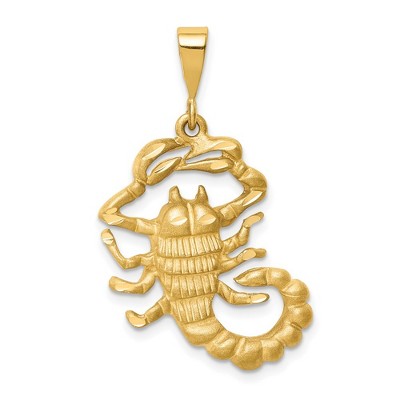 Black Bow Jewelry 14k Yellow Gold Large Scorpio the Scorpion Zodiac Pendant