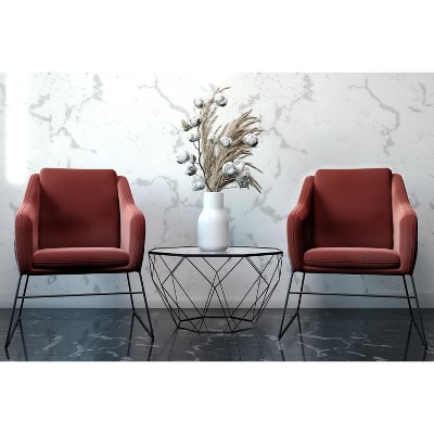 Royal Rose Velvet and Black Metal Accent Chair