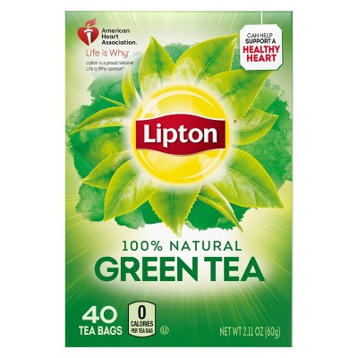 Lipton Green Tea, Caffeinated, Tea Bags 40 Count Box