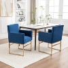 SEYNAR Modern Velvet Accent Arm Dining Chair Set of 2 with Metal Legs - 3 of 4