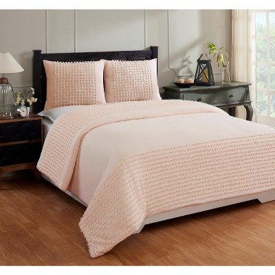 Twin Olivia Comforter 100% Cotton Tufted Chenille Comforter Set Peach - Better Trends