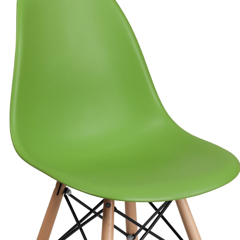 Flash Furniture Elon Series Plastic Chair with Wooden Legs for Versatile Kitchen, Dining Room, Living Room, Library or Desk Use, 6 of 15