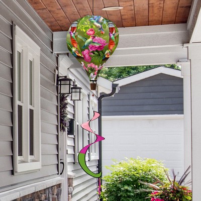 Colorful Polyester Hot Air Balloon Wind Twister with Hummingbird Design