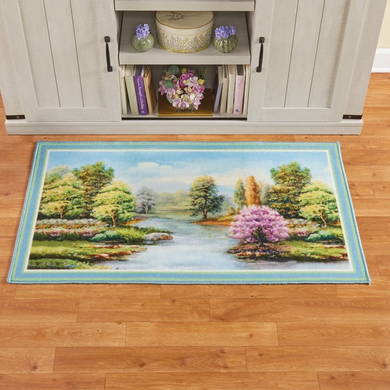 Collections Etc Lakeside Spring Scene Skid-Resistant Accent Rug 2X4 FT, 2 of 4