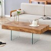 FURNIinspire Coffee Tables Walnut Colored MDF Coffee Table with Tempered Glass Legs for Living Room Bedroom Office, Brown, 39.3"*21.6"*15" - 4 of 4