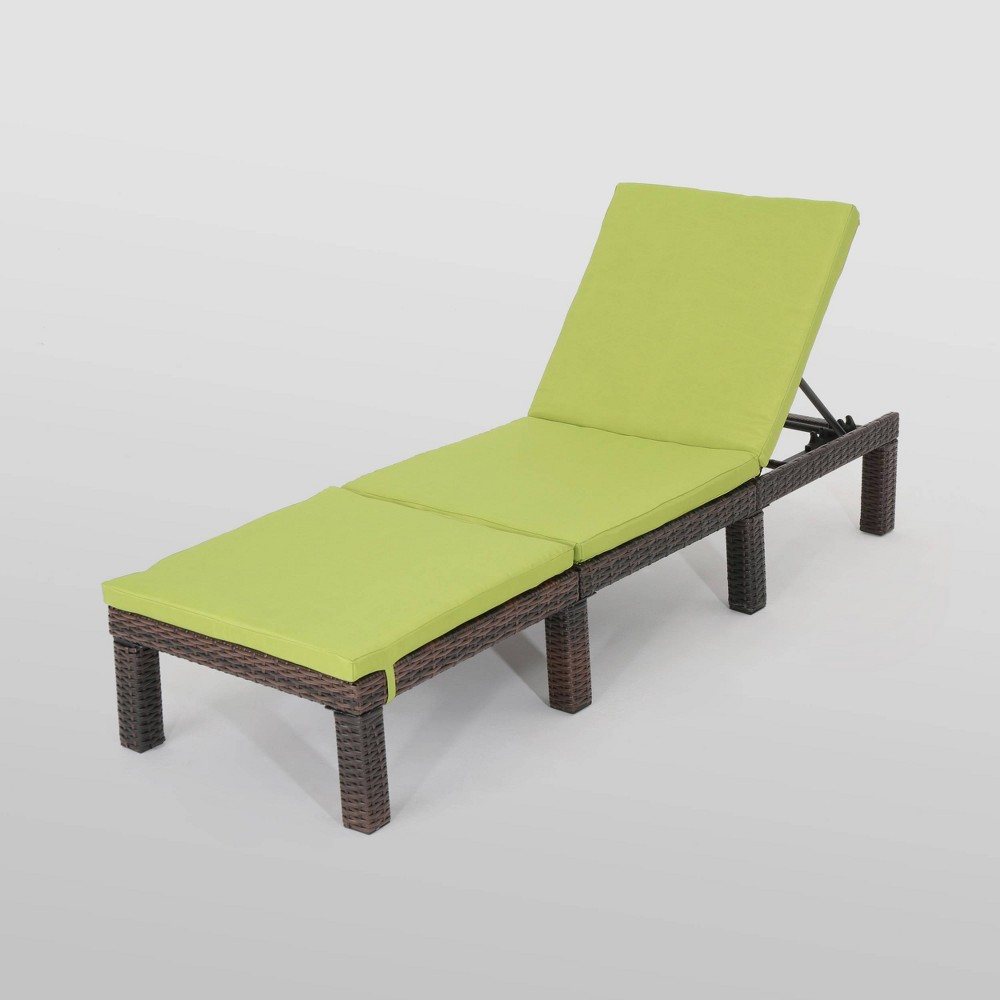 Jamaica Wicker Chaise Lounge - Multibrown/Green - Christopher Knight Home: Iron Frame, Weather-Resistant, Adjustable