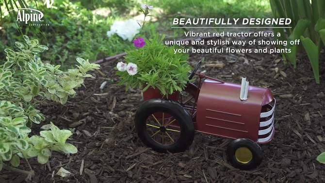 7&#34; Planter Novelty Tractor Red - Alpine Corporation, 2 of 7, play video