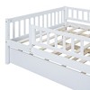 NicBex Full Size Daybed, Wooden Day Bed with Trundle, Sofa Bed Frame with Fence Guardrails - 4 of 4