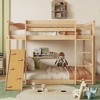 NicBex Twin over Twin Bunk Bed Pine Bed Frame with Climbing Ramp, Ladder and Full Length Guardrail, Space Saving, No Box Spring Required - 2 of 4