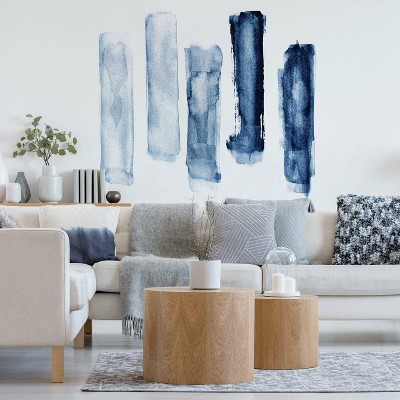 Blue Watercolor Brush Strokes Peel and Stick Wall Decal