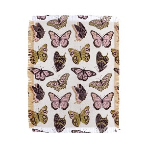 Jessica Molina Texas Butterflies Blush and Gold Woven Throw Blanket - Deny Designs - 1 of 4