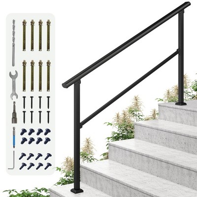 LOVMOR Hand Rails for Outdoor Steps, Wrought Iron Railing, Exterior Hand Railing for Steps, Porch Railing Kit