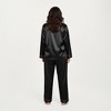 Anna-Kaci Lounge Women's PLus Size 2-Piece Set Satin Button-Up Pajama Top and Relaxed Fit Pants with Contrast Piping Trim - 4 of 4